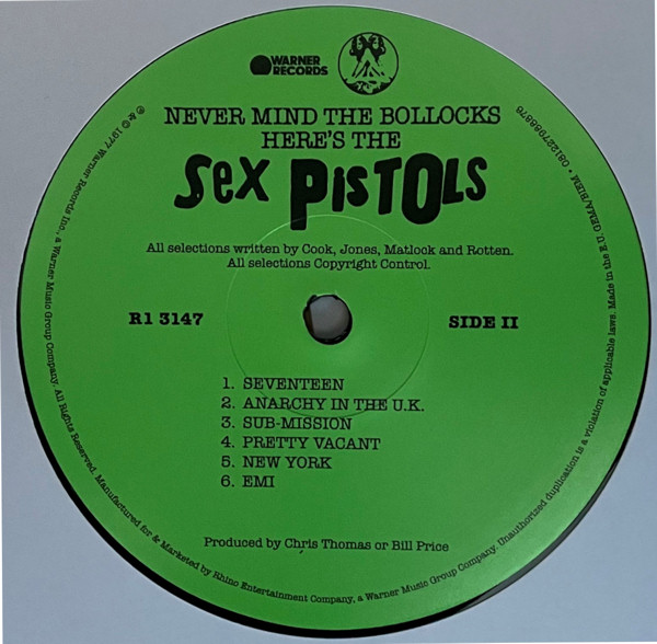 Sex Pistols Never Mind The Bollocks USA 2020 Pressing
